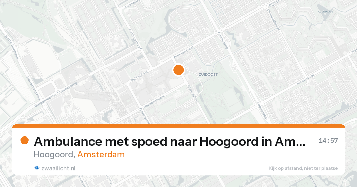 Ambulance met spoed naar Hoogoord in Amsterdam — 16 aug 2026