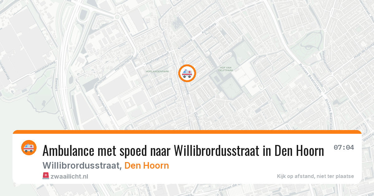 Ambulance met spoed naar Willibrordusstraat in Den Hoorn — 21 jun 2026