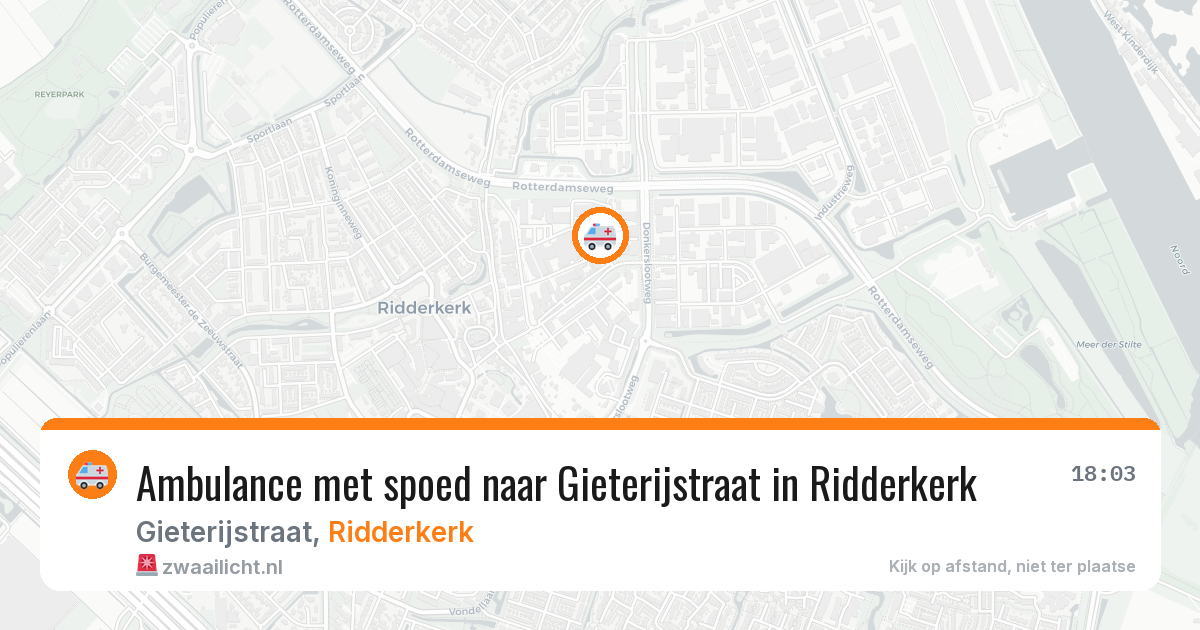 Ambulance met spoed naar Gieterijstraat in Ridderkerk — 23 mei 2026