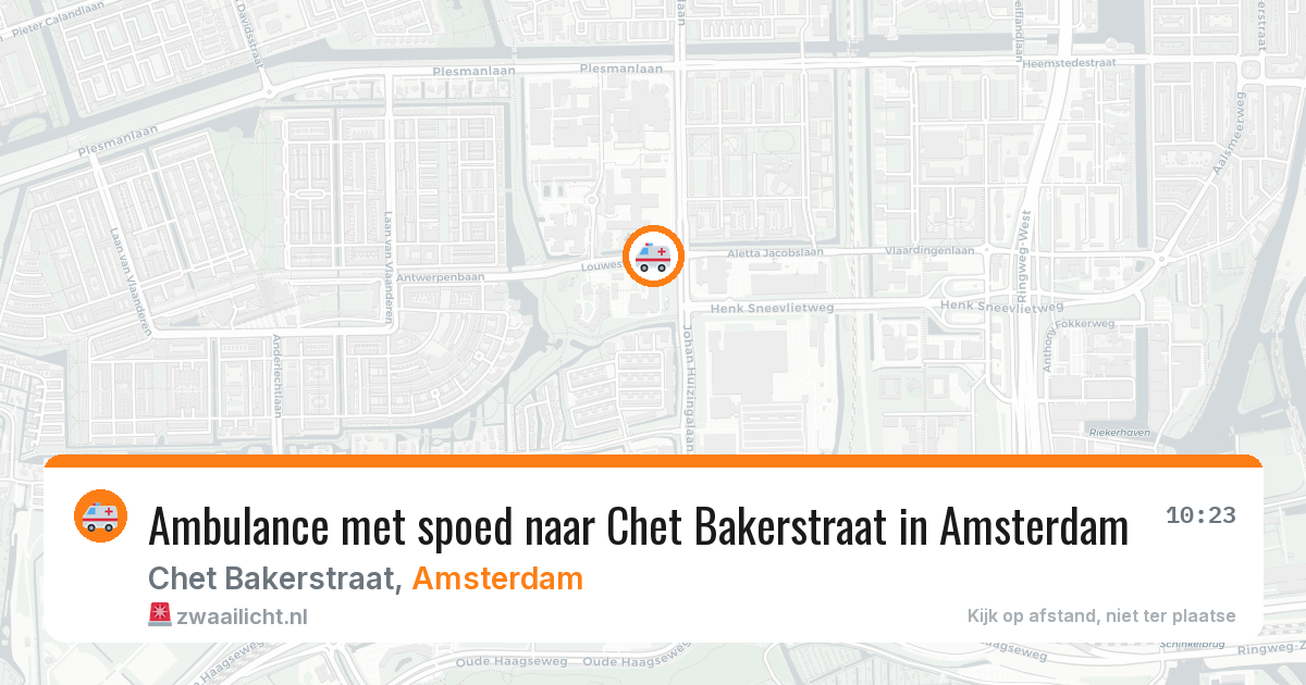 Ambulance met spoed naar Chet Bakerstraat in Amsterdam — 9 feb 2026