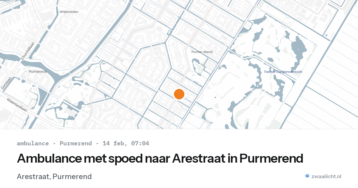 Ambulance met spoed naar Arestraat in Purmerend — 14 feb 2026