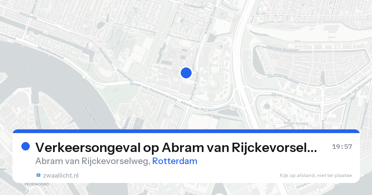 Verkeersongeval op Abram van Rijckevorselweg in Rotterdam — 23 aug 2026