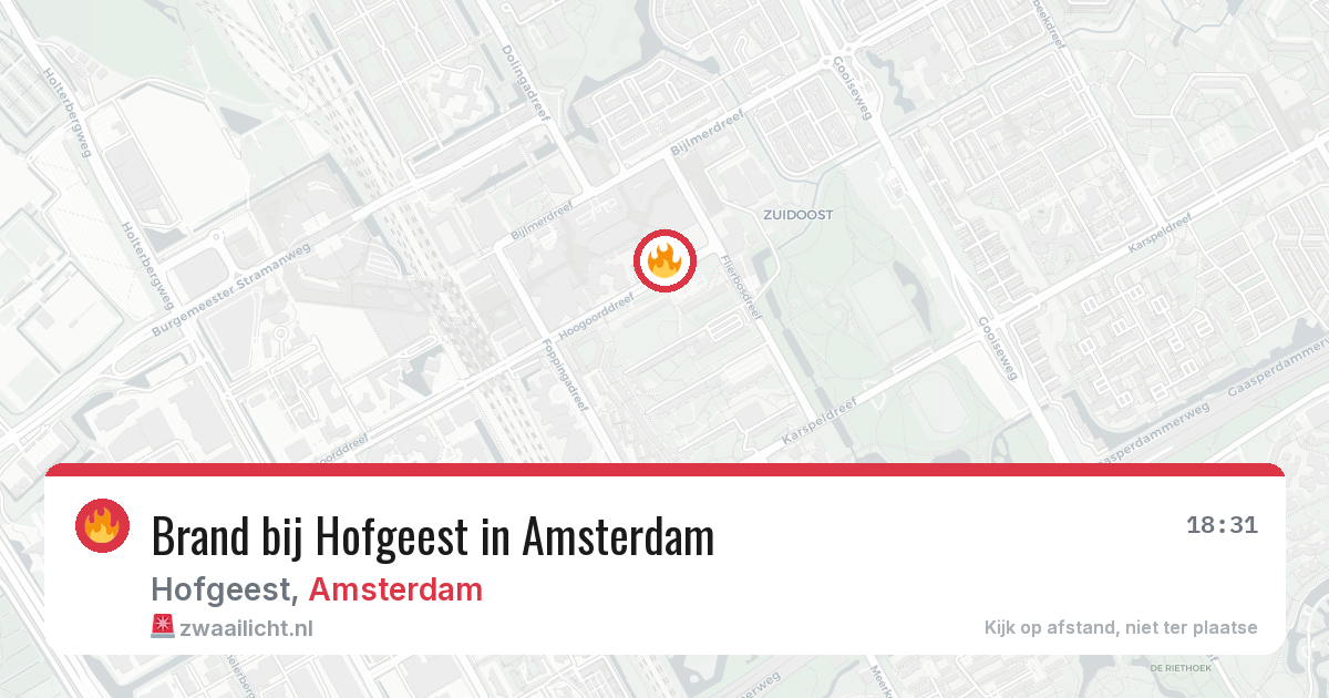 Brand bij Hofgeest in Amsterdam — 6 aug 2026