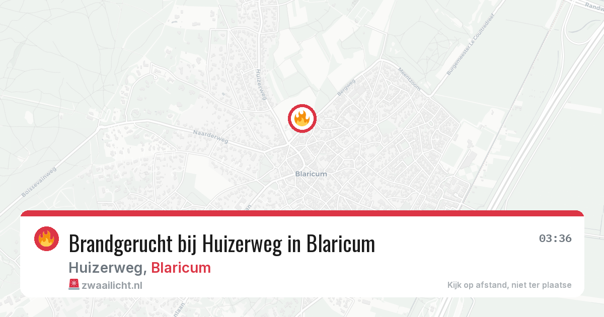 Brandgerucht bij Huizerweg in Blaricum — 28 jun 2026
