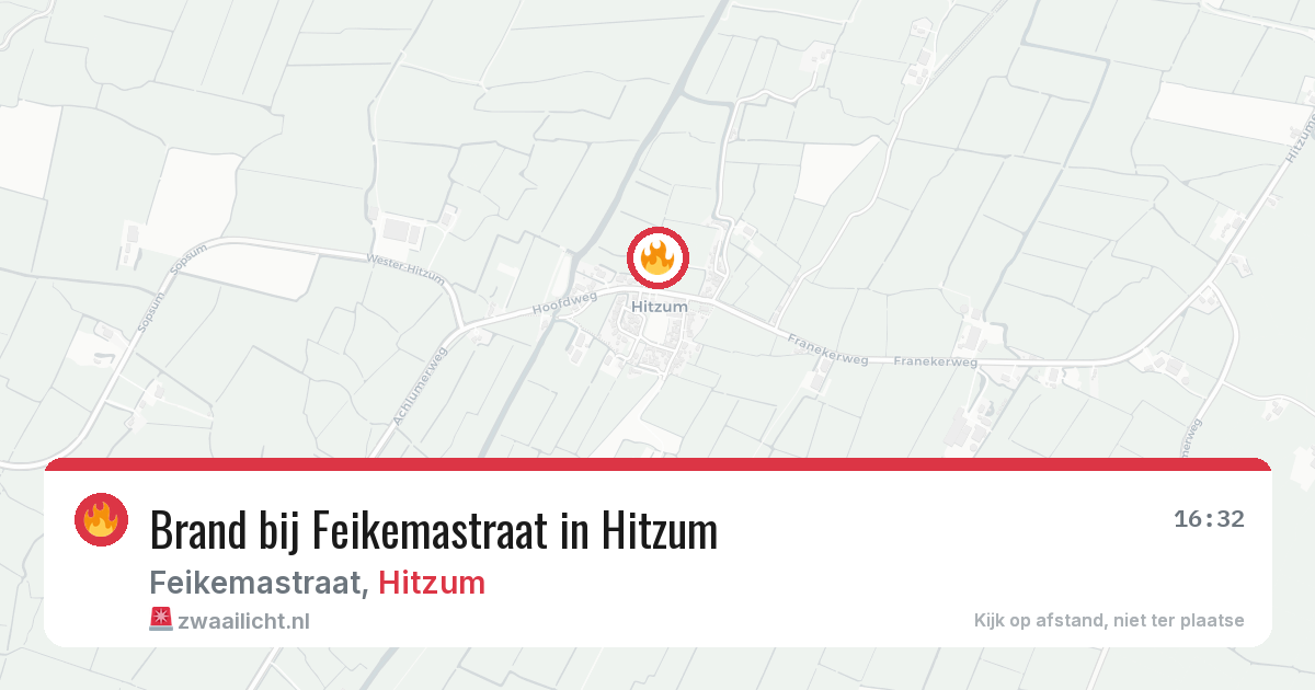 Brand bij Feikemastraat in Hitzum — 6 mrt 2026