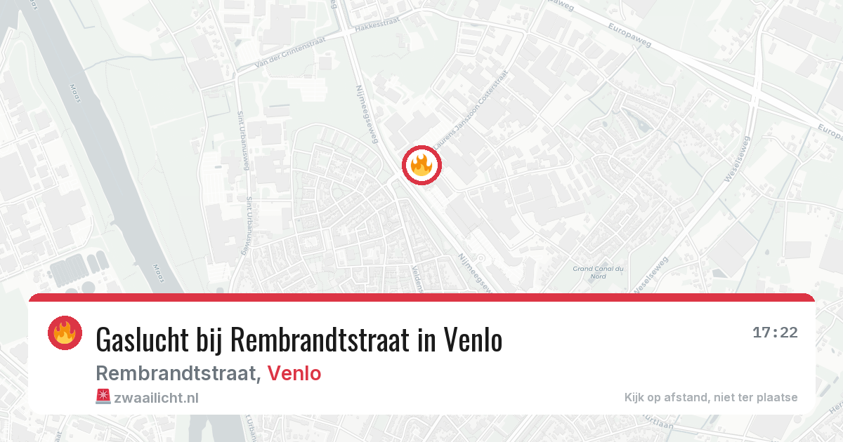 Gaslucht bij Rembrandtstraat in Venlo — 20 jul 2026