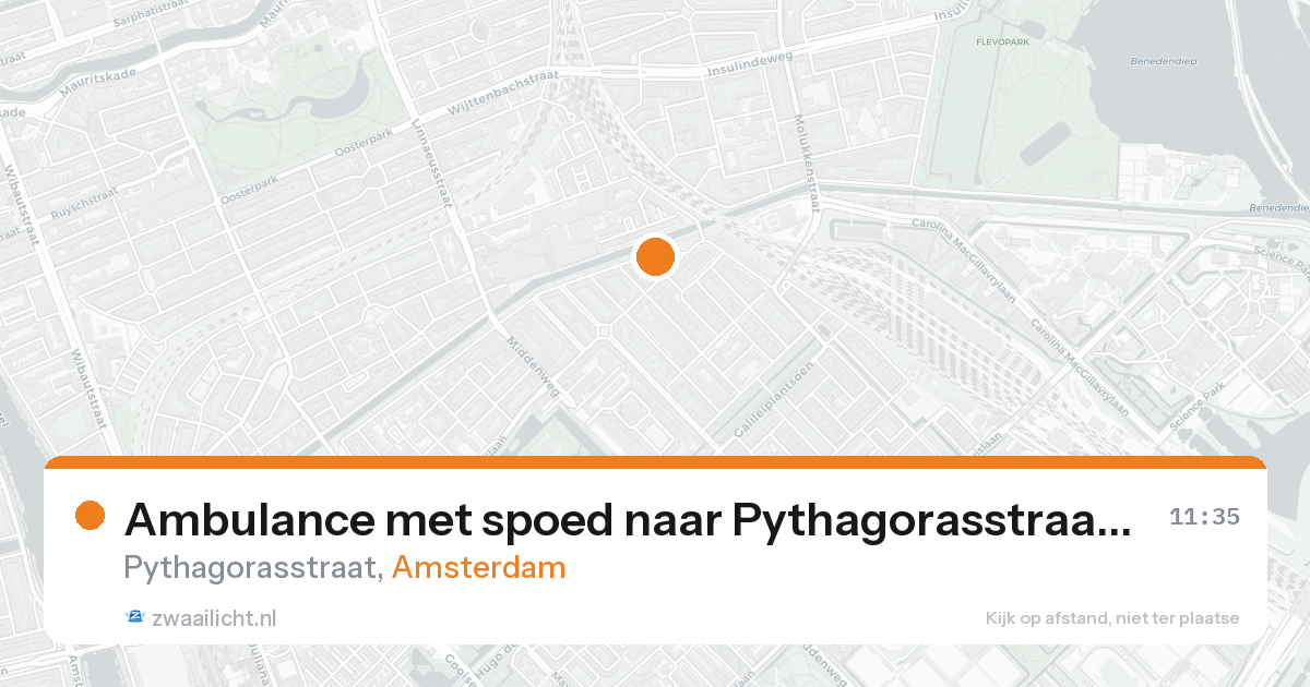 Ambulance met spoed naar Pythagorasstraat in Amsterdam — 16 aug 2026