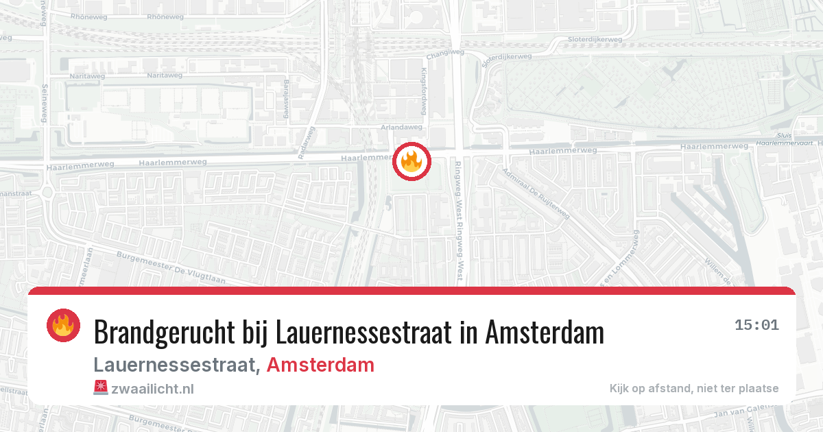 Brandgerucht bij Lauernessestraat in Amsterdam — 26 apr 2026