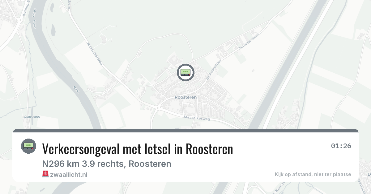 Verkeersongeval met letsel in Roosteren — 30 apr 2026