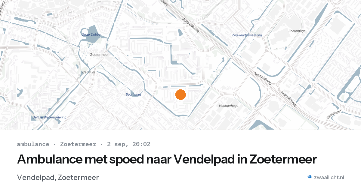 Ambulance met spoed naar Vendelpad in Zoetermeer — 2 sep 2026