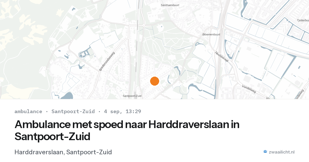 Ambulance met spoed naar Harddraverslaan in Santpoort-Zuid — 4 sep 2026