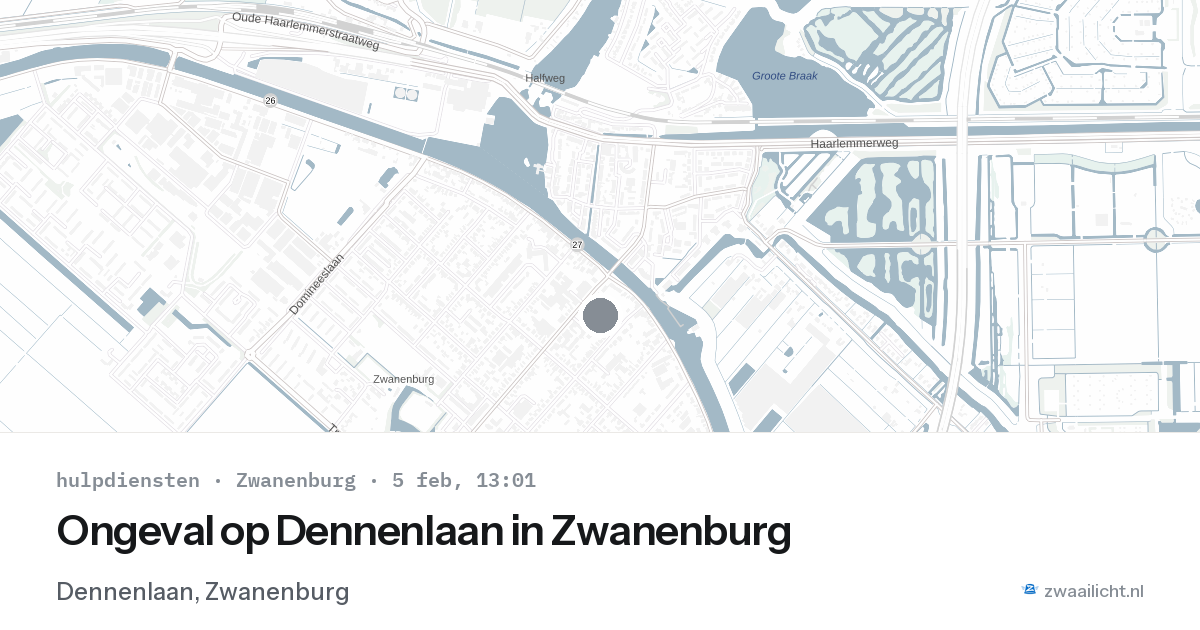 Ongeval op Dennenlaan in Zwanenburg — 5 feb 2026