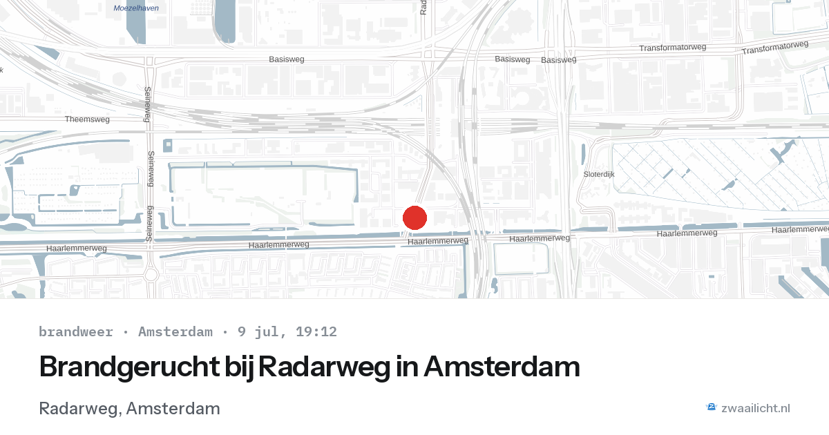 Brandgerucht bij Radarweg in Amsterdam — 9 jul 2026