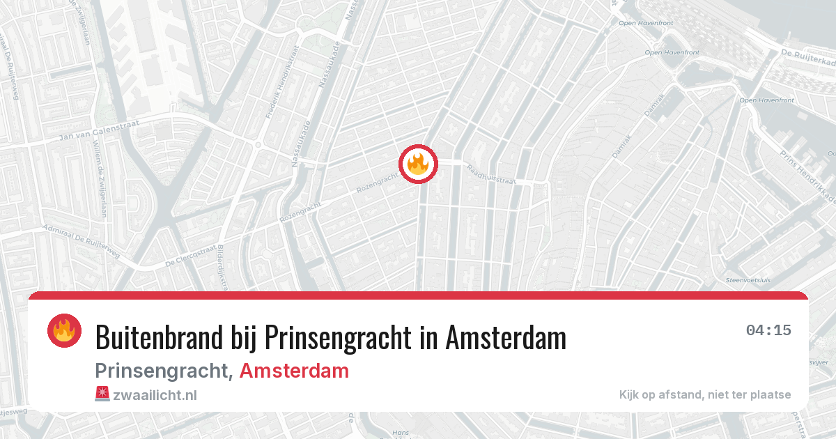 Buitenbrand bij Prinsengracht in Amsterdam — 4 jul 2026