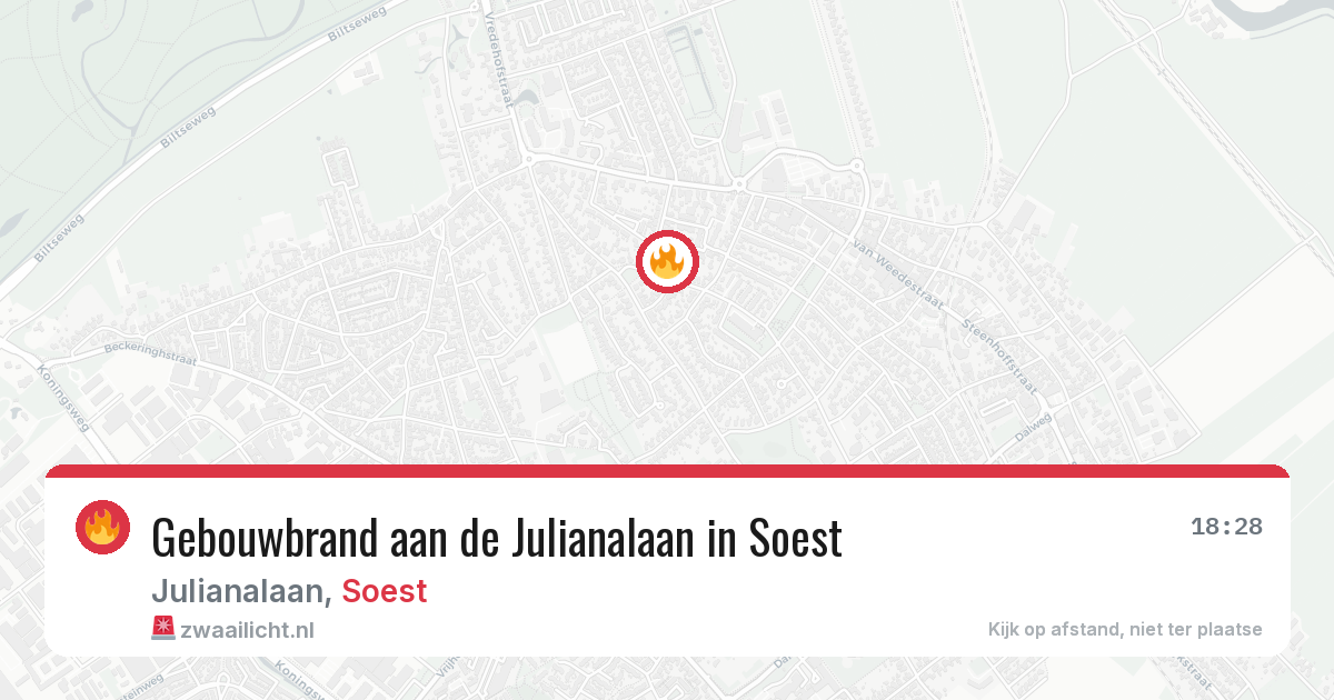 Gebouwbrand aan de Julianalaan in Soest — 1 aug 2026