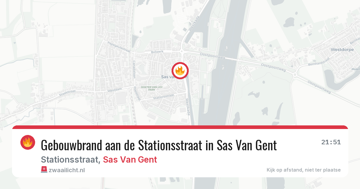 Gebouwbrand aan de Stationsstraat in Sas Van Gent — 16 mei 2026