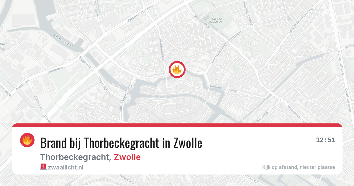 Brand bij Thorbeckegracht in Zwolle — 14 aug 2026