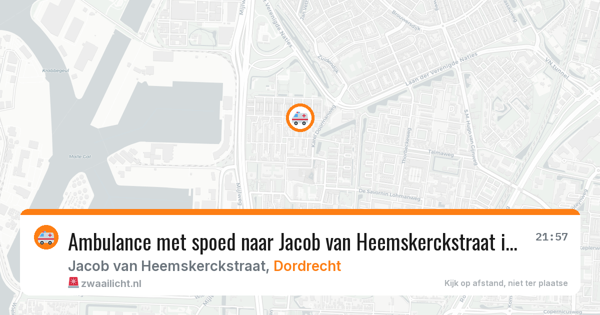 Ambulance met spoed naar Jacob van Heemskerckstraat in Dordrecht — 13 mei 2026