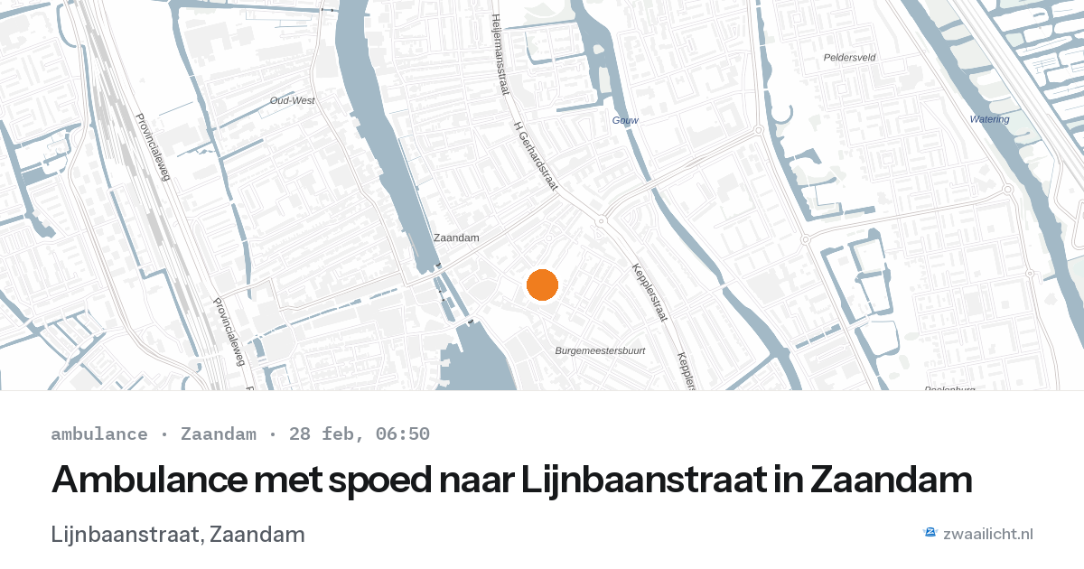 Ambulance met spoed naar Lijnbaanstraat in Zaandam — 28 feb 2026