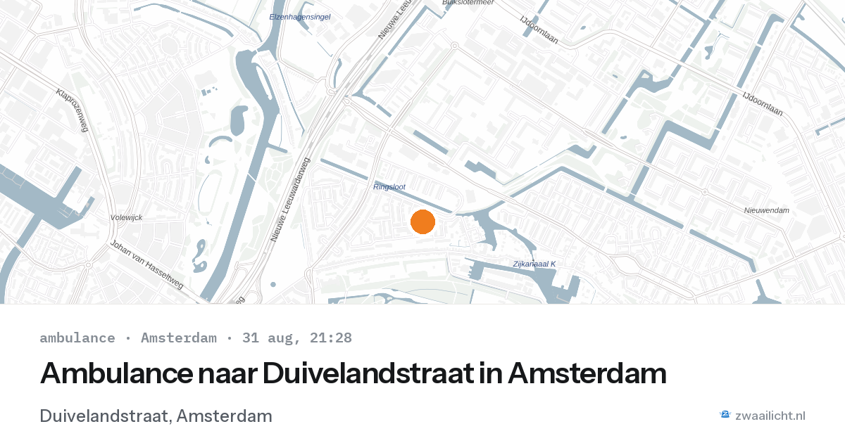 Ambulance naar Duivelandstraat in Amsterdam — 31 aug 2026