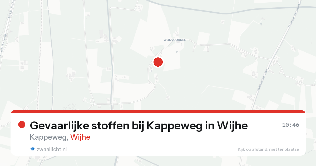 Gevaarlijke stoffen bij Kappeweg in Wijhe — 14 aug 2026