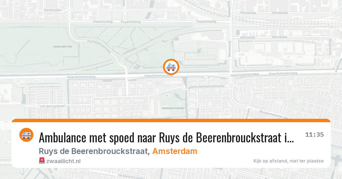 Ambulance met spoed naar Ruys de Beerenbrouckstraat in Amsterdam — 1 aug 2026