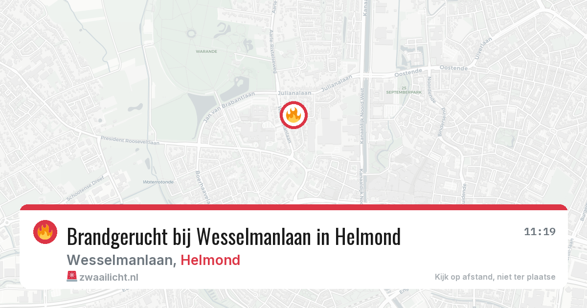 Brandgerucht bij Wesselmanlaan in Helmond — 3 aug 2026
