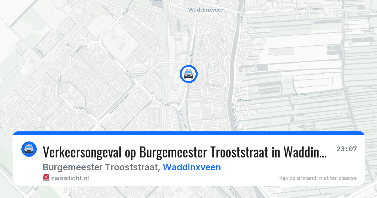 Verkeersongeval op Burgemeester Trooststraat in Waddinxveen — 19 jun 2026