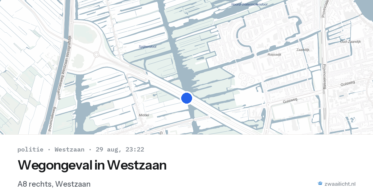 Wegongeval in Westzaan — 29 aug 2026