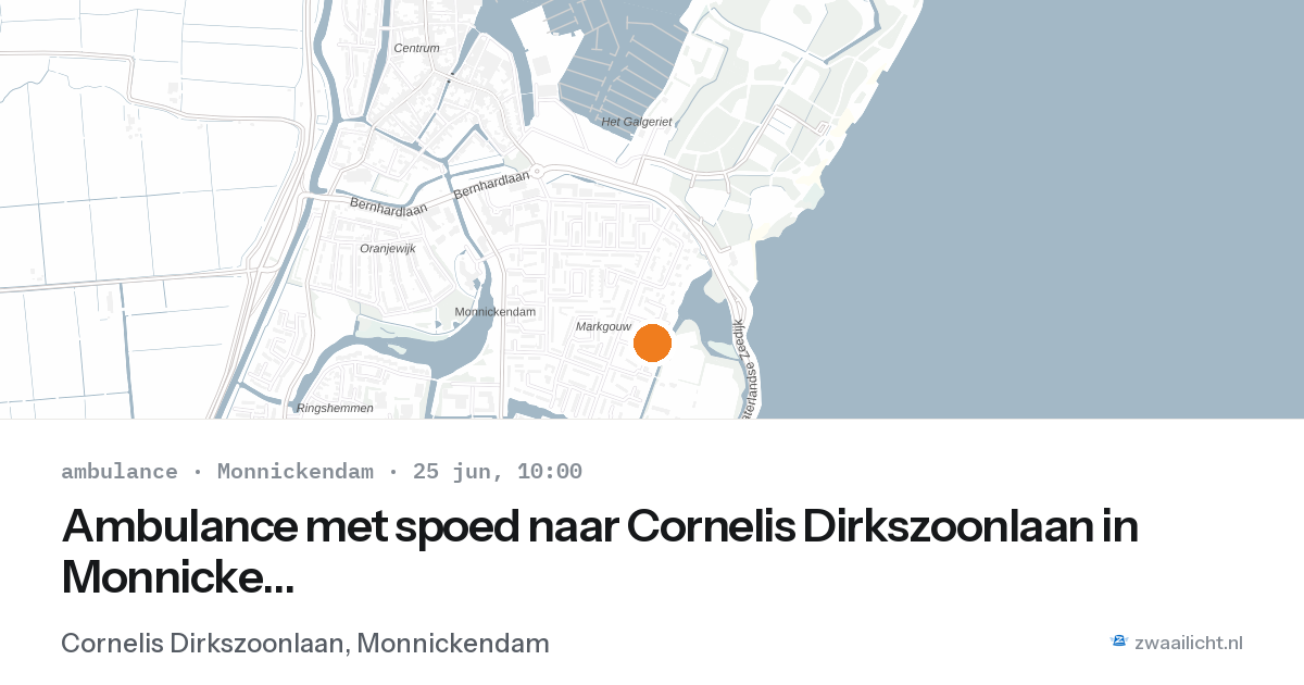 Ambulance met spoed naar Cornelis Dirkszoonlaan in Monnickendam — 25 jun 2026