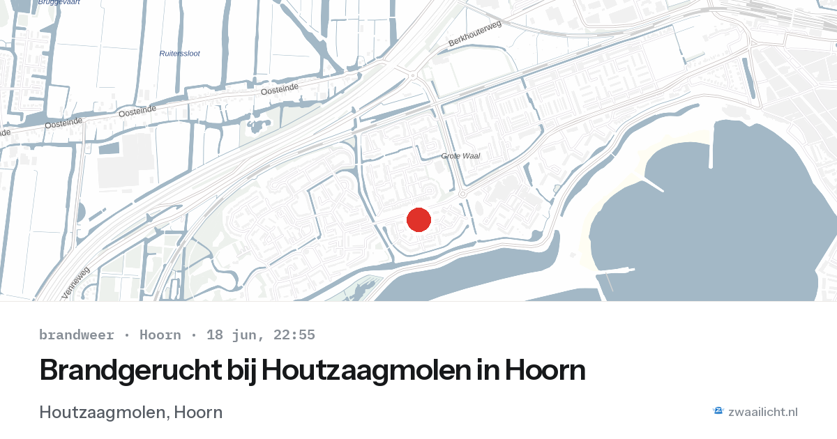 Brandgerucht bij Houtzaagmolen in Hoorn — 18 jun 2026