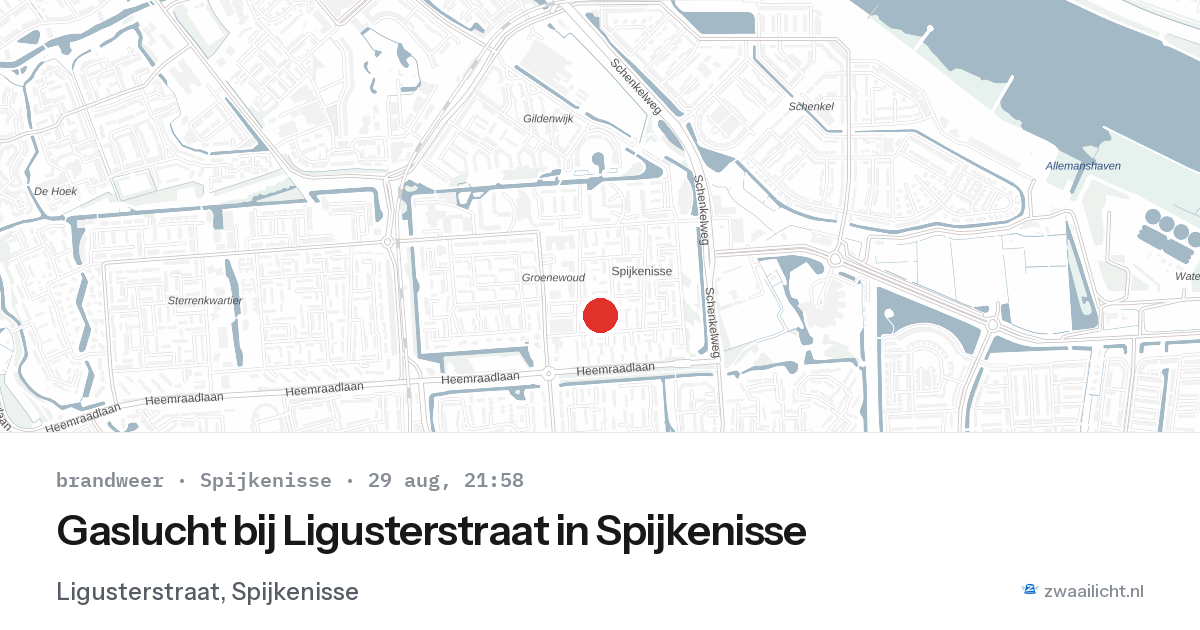 Gaslucht bij Ligusterstraat in Spijkenisse — 29 aug 2026
