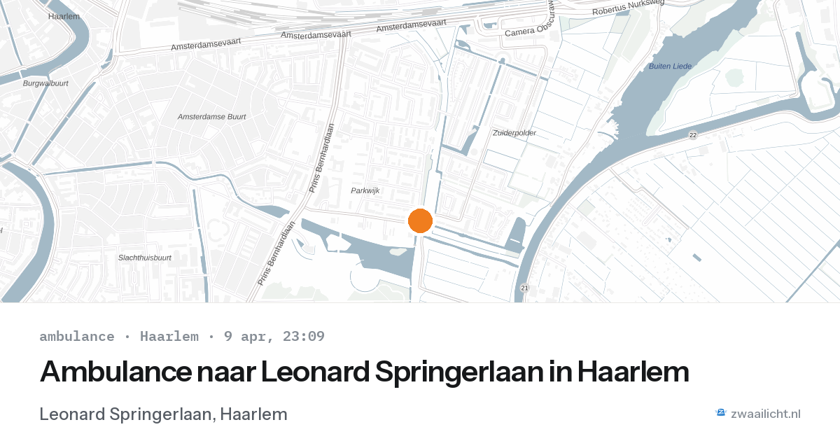 Ambulance naar Leonard Springerlaan in Haarlem — 9 apr 2026