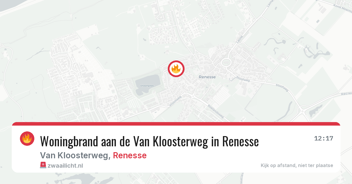 Woningbrand aan de Van Kloosterweg in Renesse — 13 jun 2026