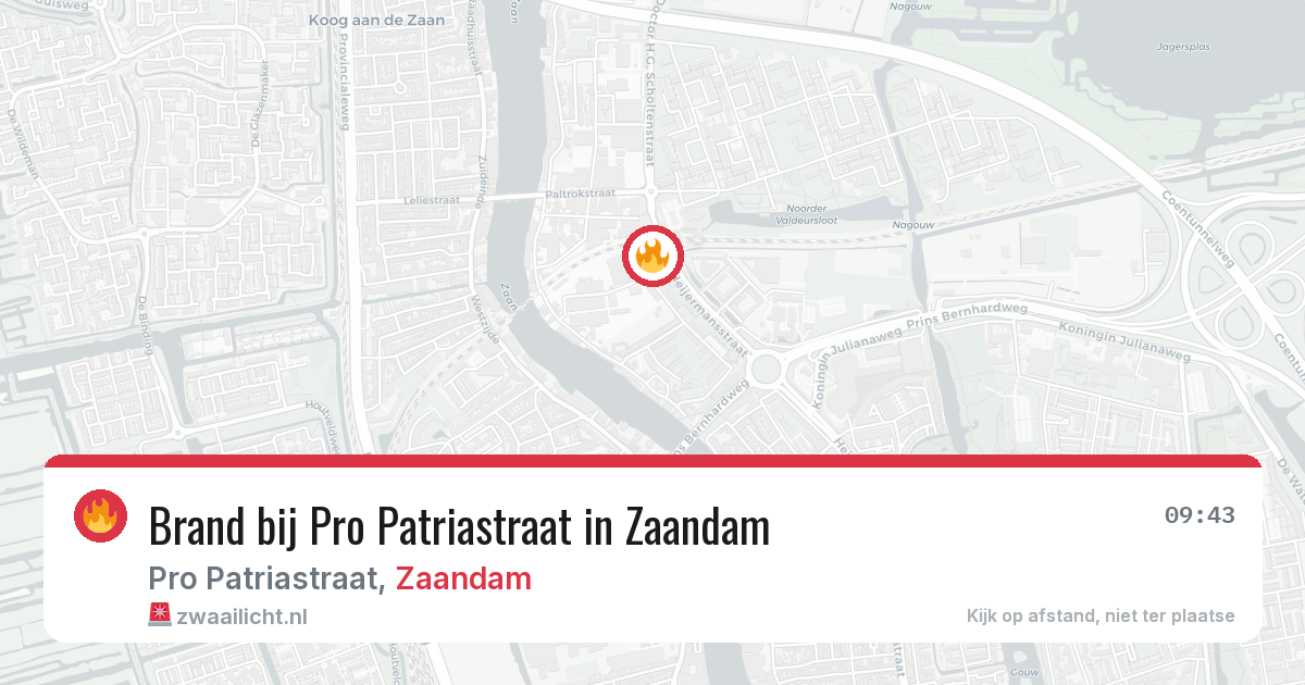 Brand bij Pro Patriastraat in Zaandam — 4 aug 2026