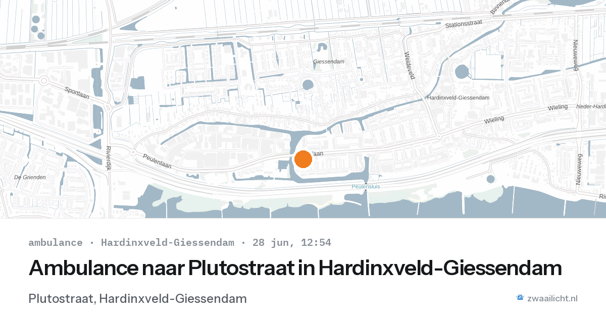 Ambulance naar Plutostraat in Hardinxveld-Giessendam — 28 jun 2026