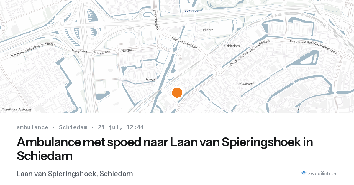 Ambulance met spoed naar Laan van Spieringshoek in Schiedam — 21 jul 2026