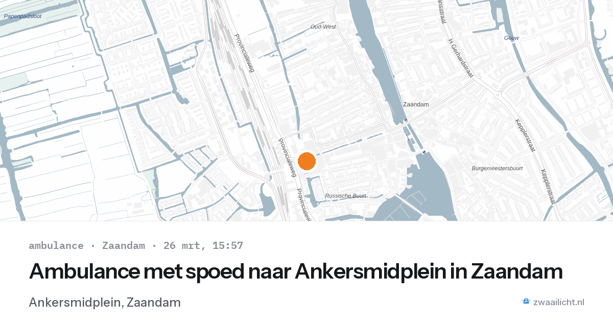 Ambulance met spoed naar Ankersmidplein in Zaandam — 26 mrt 2026