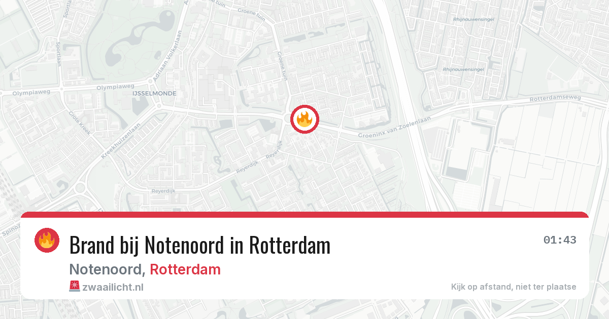 Brand bij Notenoord in Rotterdam — 10 aug 2026