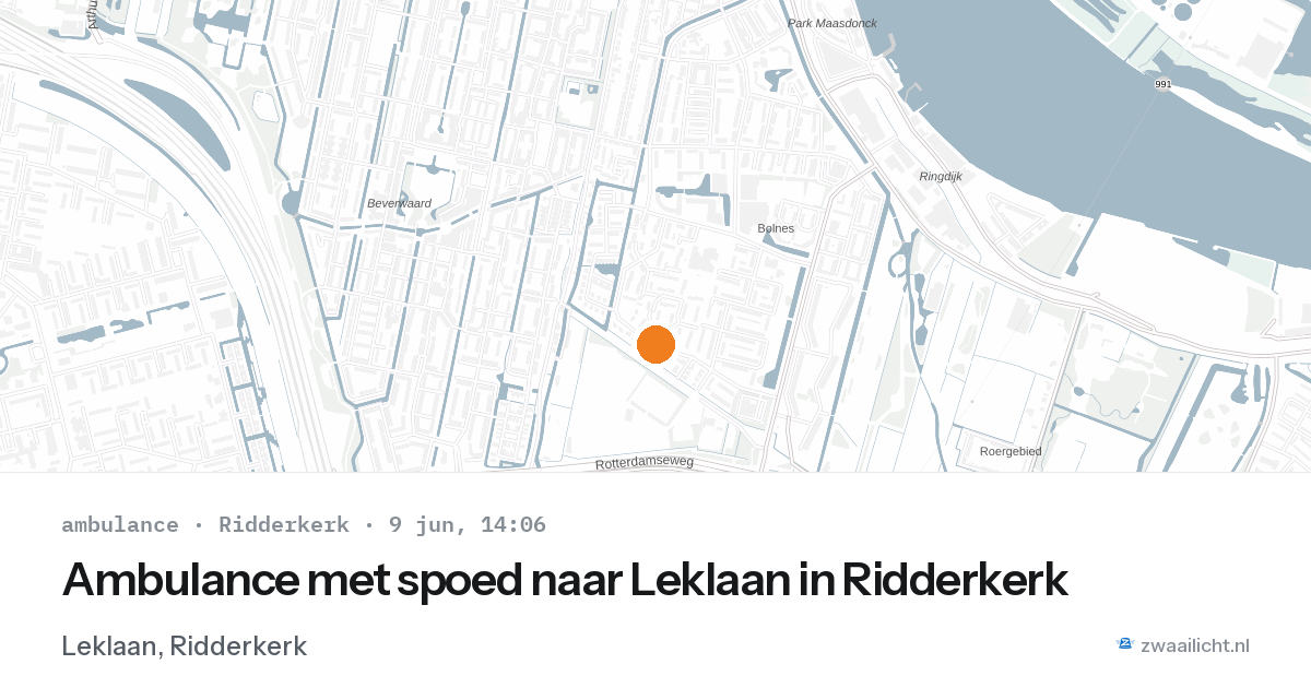 Ambulance met spoed naar Leklaan in Ridderkerk — 9 jun 2026