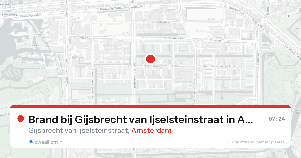 Brand bij Gijsbrecht van Ijselsteinstraat in Amsterdam — 10 jun 2026