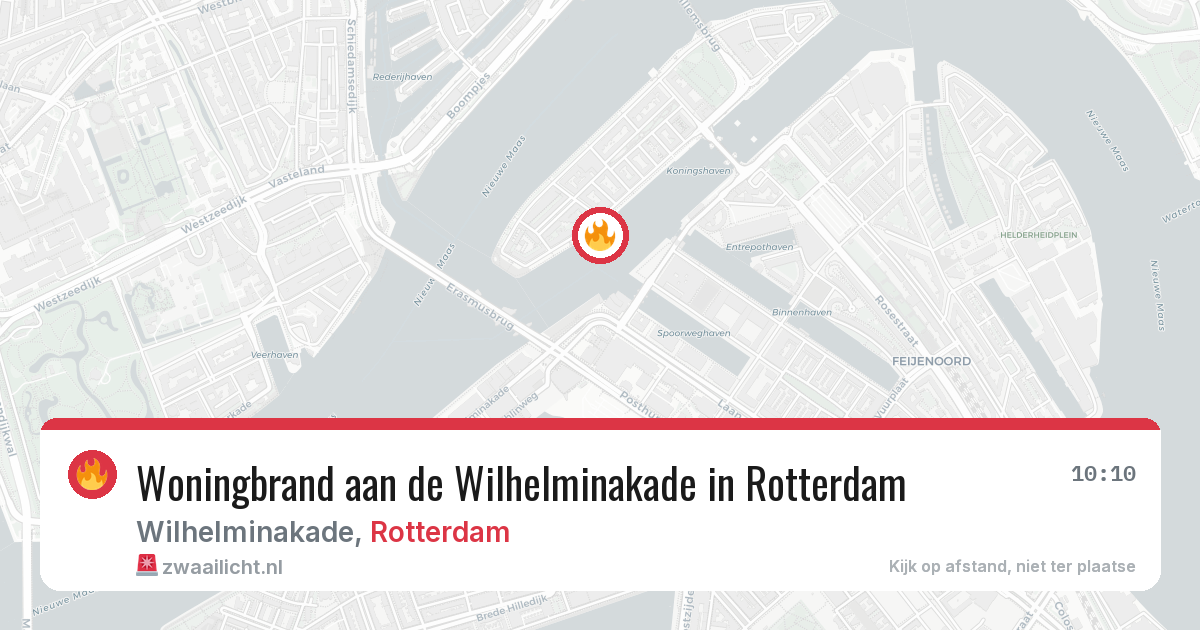 Woningbrand aan de Wilhelminakade in Rotterdam — 10 aug 2026