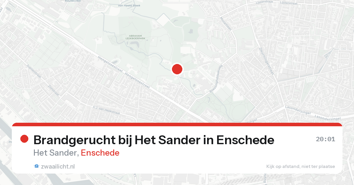 Brandgerucht bij Het Sander in Enschede — 16 aug 2026