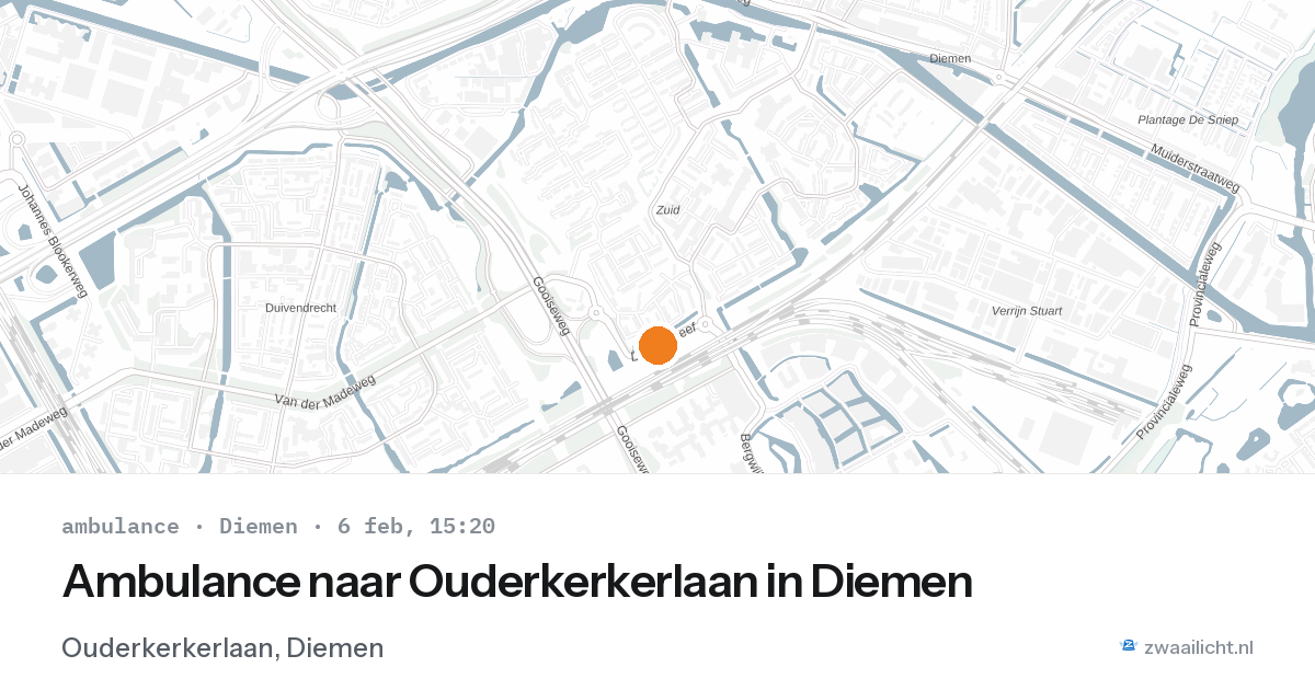 Ambulance naar Ouderkerkerlaan in Diemen — 6 feb 2026