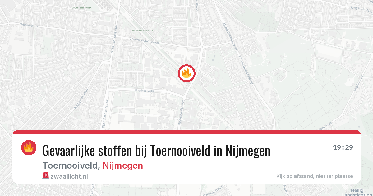 Gevaarlijke stoffen bij Toernooiveld in Nijmegen — 9 jul 2026