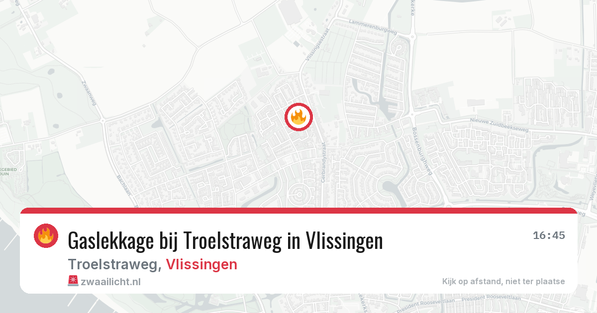 Gaslekkage bij Troelstraweg in Vlissingen — 22 jun 2026