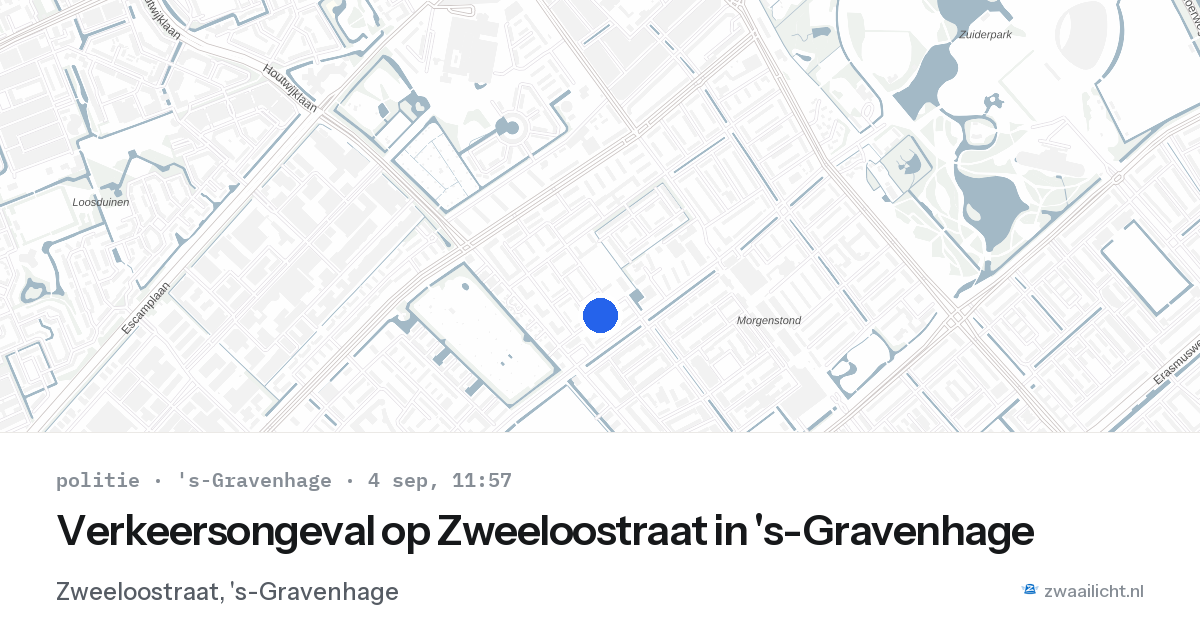 Verkeersongeval op Zweeloostraat in 's-Gravenhage — 4 sep 2026