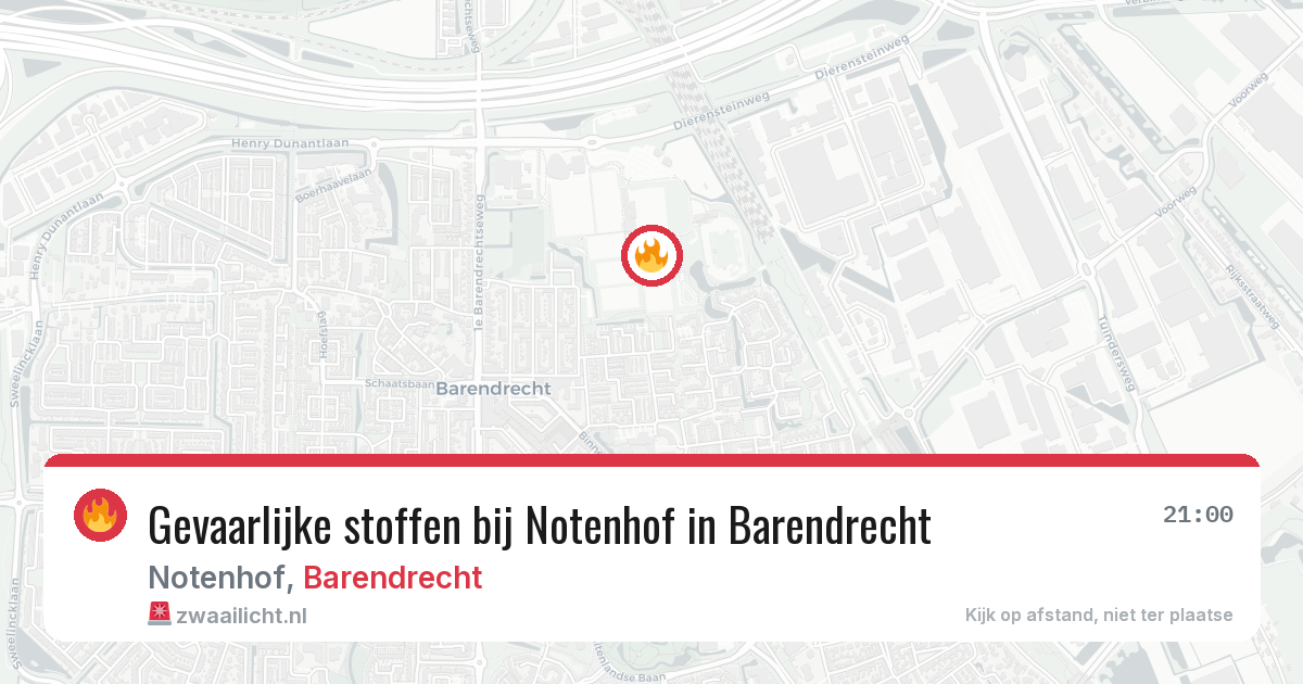 Gevaarlijke stoffen bij Notenhof in Barendrecht — 1 aug 2026