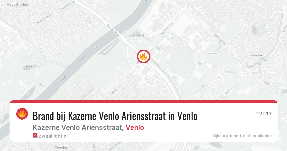 Brand bij Kazerne Venlo Ariensstraat in Venlo — 21 apr 2026
