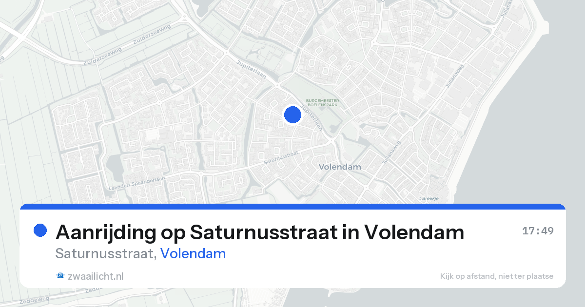 Aanrijding op Saturnusstraat in Volendam — 24 aug 2026